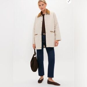 Barbour Women's Cream Quilted Utility Jacket with Brown Collar